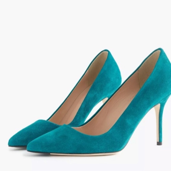 J. Crew Elsie Suede Heels in Hedgerow Green sz 8.5 - Picture 2 of 15